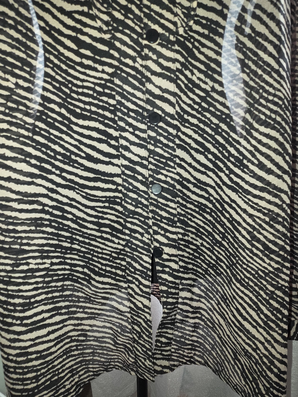 cleo Black and Cream Zebra-Print Button Front Blouse - Picture 6 of 9